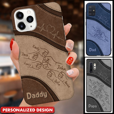 Outline Fist Bump Daddy Grandpa Personalized Phone case, Father's Day Gift For Dad, For Grandpa, For Husband NVL24APR24TP1
