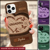 Personalized Grandma Heart Butterfly Texture Leather Phone case NVL24FEB22TT3 Silicone Phone Case Humancustom - Unique Personalized Gifts