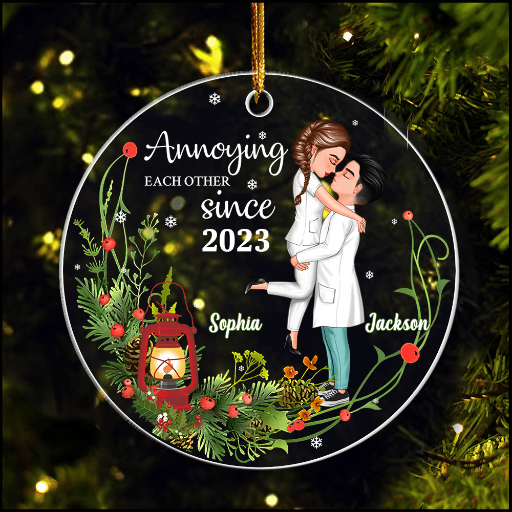 Couple Portrait, Firefighter, Nurse, Police Officer, Military, Chef, EMS, Flight, Teacher, Gifts by Occupation Personalized Acrylic Ornament NVL24NOV23KL1 Acrylic Ornament HumanCustom - Unique Personalized Gifts Made Just for You 