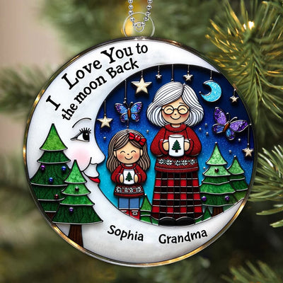 I Love You To The Moon And Back - Grandma Grandkid On Moon Personalized Acrylic Ornament NVL24OCT23TT1 Acrylic Ornament HumanCustom - Unique Personalized Gifts Made Just for You