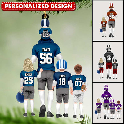 Personalized American football Dad & Kids Ornament NVL25AUG23TP3