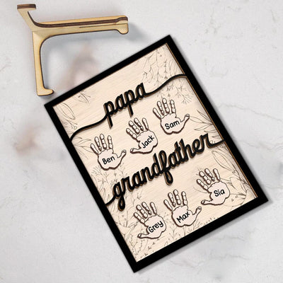 Dad Grandpa Handprint Kids Personalized Wooden Plaque NVL25DEC23NA2 Wood Plaque HumanCustom - Unique Personalized Gifts Made Just for You