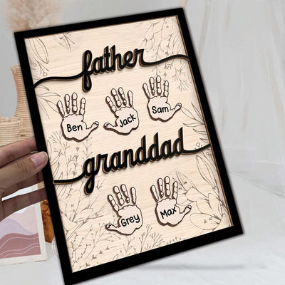 Dad Grandpa Handprint Kids Personalized Wooden Plaque NVL25DEC23NA2 Wood Plaque HumanCustom - Unique Personalized Gifts Made Just for You