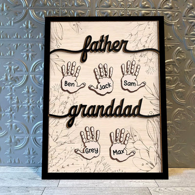 Dad Grandpa Handprint Kids Personalized Wooden Plaque NVL25DEC23NA2 Wood Plaque HumanCustom - Unique Personalized Gifts Made Just for You