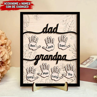 Dad Grandpa Handprint Kids Personalized Wooden Plaque NVL25DEC23NA2 Wood Plaque HumanCustom - Unique Personalized Gifts Made Just for You