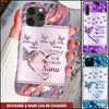 Sparkling Grandma- Mom Heart Butterfly Kids Personalized Glass Phone Case NVL25JUL22TT1 Glass Phone Case Humancustom - Unique Personalized Gifts