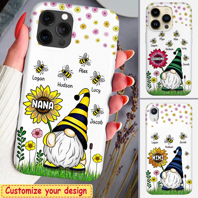 Discover Colorful Sunflower Gnome Grandma Mom Bee Kids Personalized Phone Case