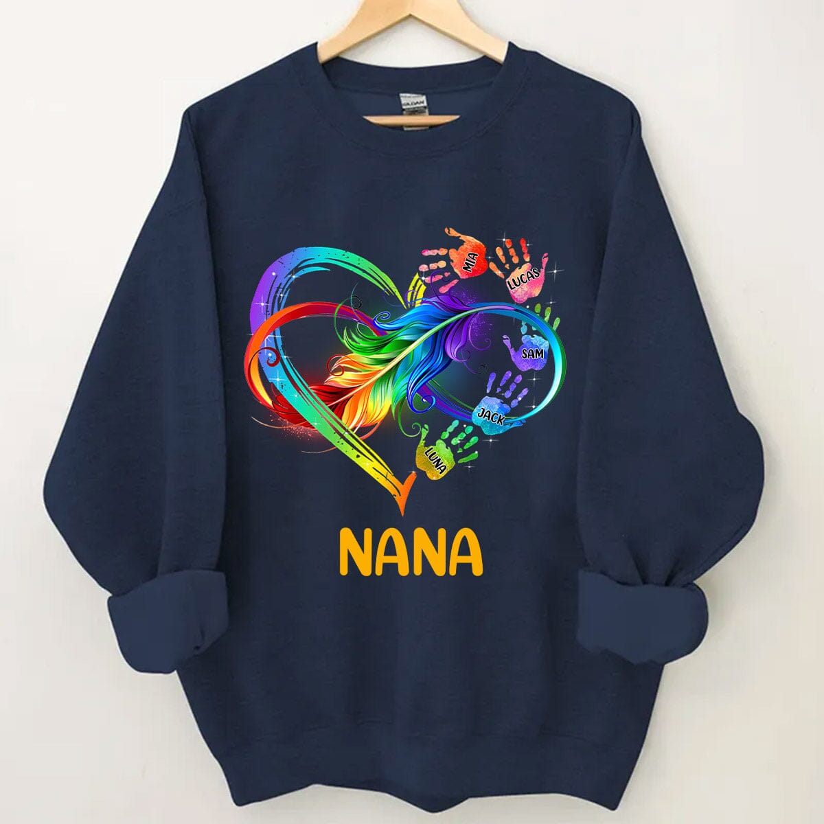 Grandma Grandkids Infinity Love Family Gift Heart Hand Prints Personalized Sweatshirt NVL25OCT23VA1 Black T-shirt and Hoodie HumanCustom - Unique Personalized Gifts Made Just for You 