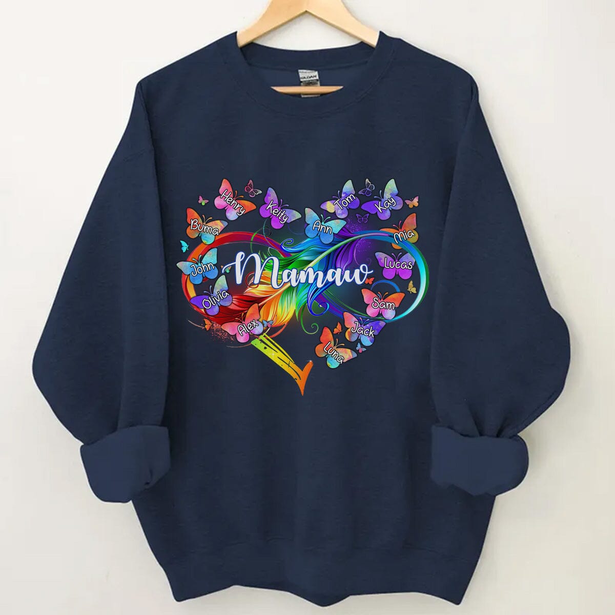 Personalized Grandma Mom Heart Infinity Butterfly Personalized Sweatshirt NVL25OCT23VA2 Black T-shirt and Hoodie HumanCustom - Unique Personalized Gifts Made Just for You 