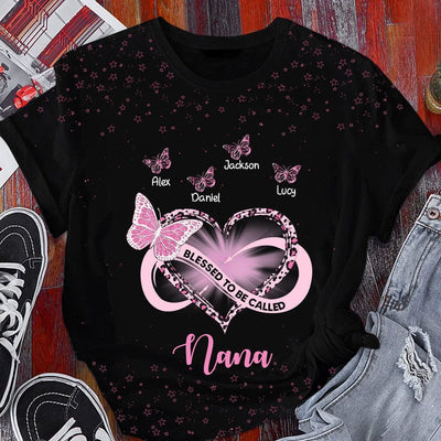 Infinity Heart Grandma Mom Butterflies Personalized 3D T-Shirt NVL26APR23VA1 3D T-shirt Humancustom - Unique Personalized Gifts