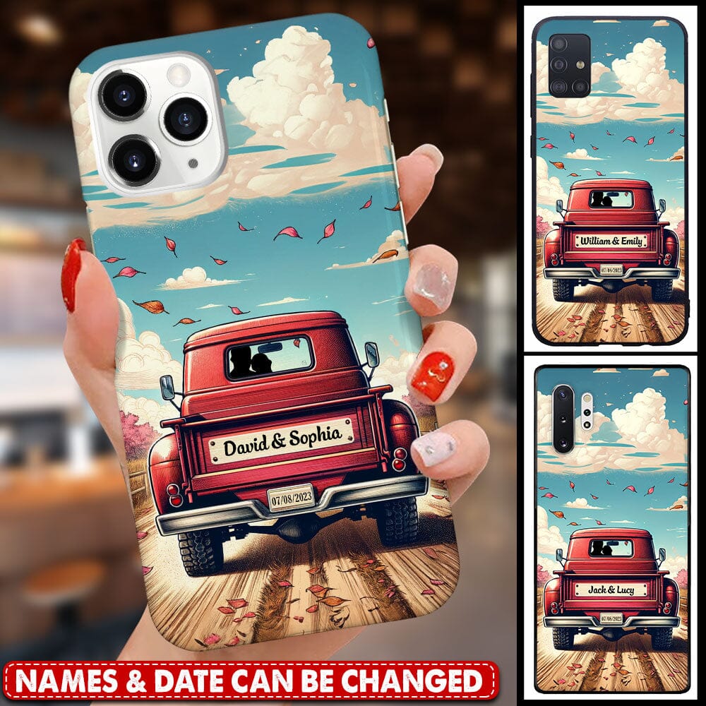 Couple Red Truck Gift For Wife Husband For Him For Her Personalized Phone Case NVL26DEC23TP1 Silicone Phone Case HumanCustom - Unique Personalized Gifts Made Just for You 