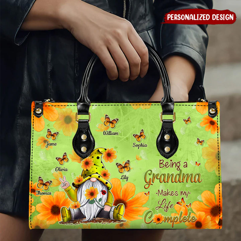 Discover Personalized Grandma Nana Mom Gnome Butterfly Kids Leather Handbag NVL26MAR24NY2