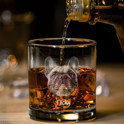 Custom Photo From The Reasons You Drink For Dog Lover Round Whiskey Glass Engraved NVL27APR24KL1