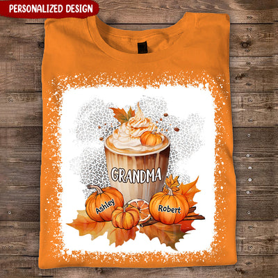 Grandma Mom Pumpkin Spice Latte Personalized Shirt NVL27JUL23NY6