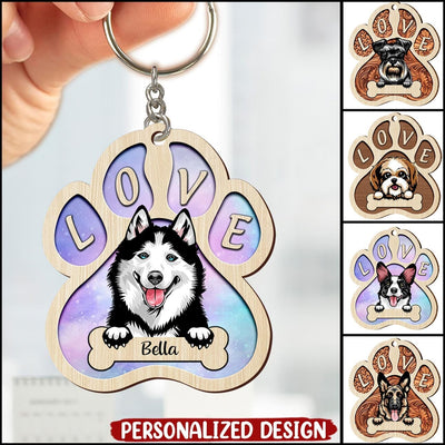 Dog Mom- Dog Dad Puppy Pet Dogs Lover Custom Breed Personalized Wooden Keychain NVL27MAR23CT1 Custom Wooden Keychain Humancustom - Unique Personalized Gifts