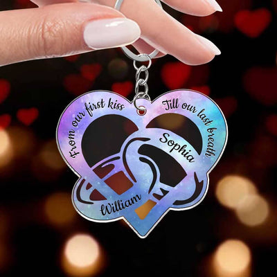 Colorful From Our First Kiss Till Our Last Breath Couple Rings Personalized Acrylic Keychain NVL27MAR23TP1 Acrylic Keychain Humancustom - Unique Personalized Gifts