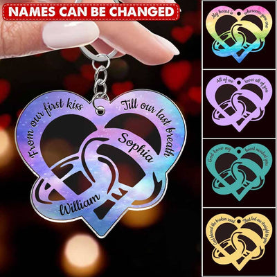Colorful From Our First Kiss Till Our Last Breath Couple Rings Personalized Acrylic Keychain NVL27MAR23TP1 Acrylic Keychain Humancustom - Unique Personalized Gifts Acrylic 1 Keychain
