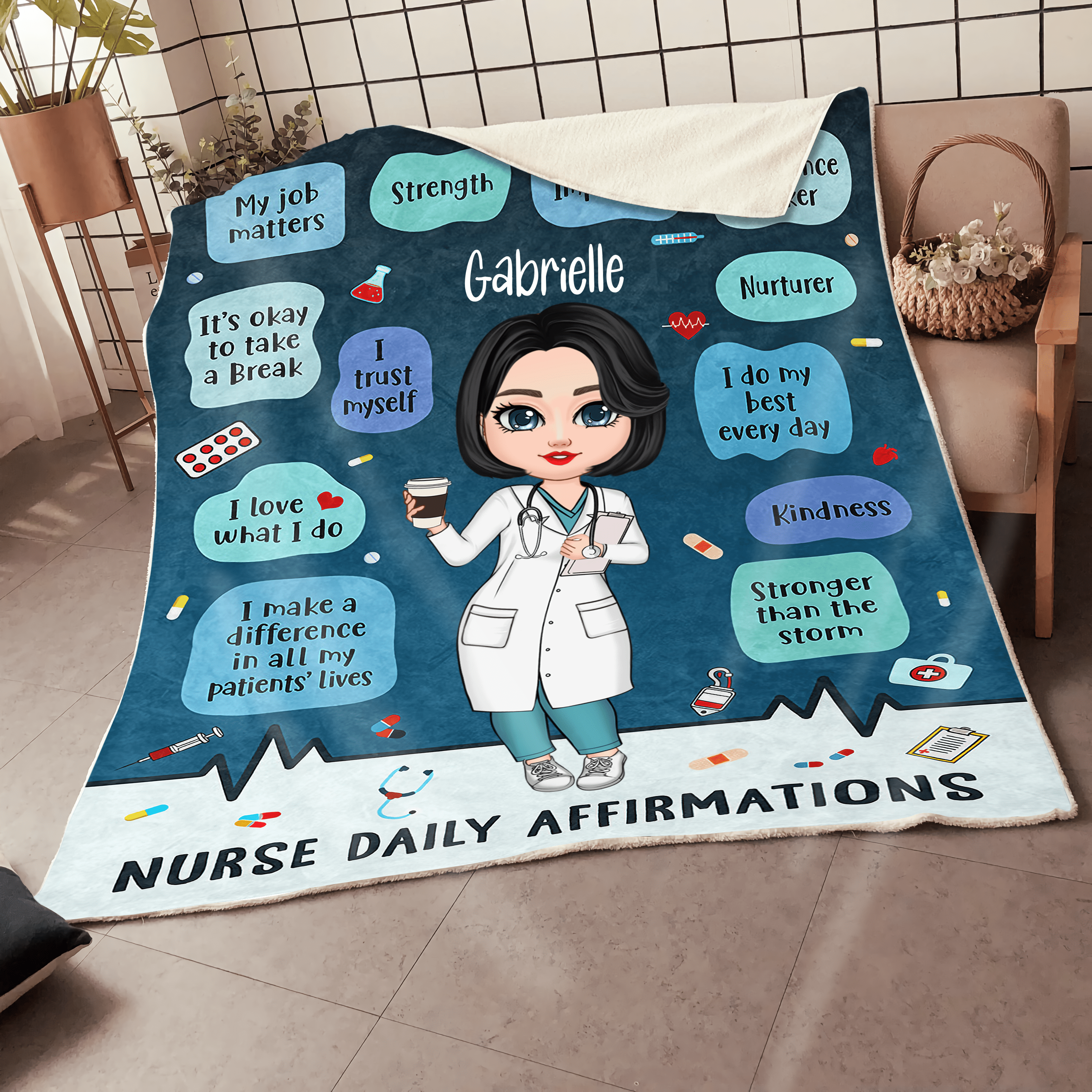 Nurse Daily Affirmation - Gift For Nurse - Personalized Fleece Blanket NVL27NOV23KL2 Fleece Blanket HumanCustom - Unique Personalized Gifts Made Just for You 