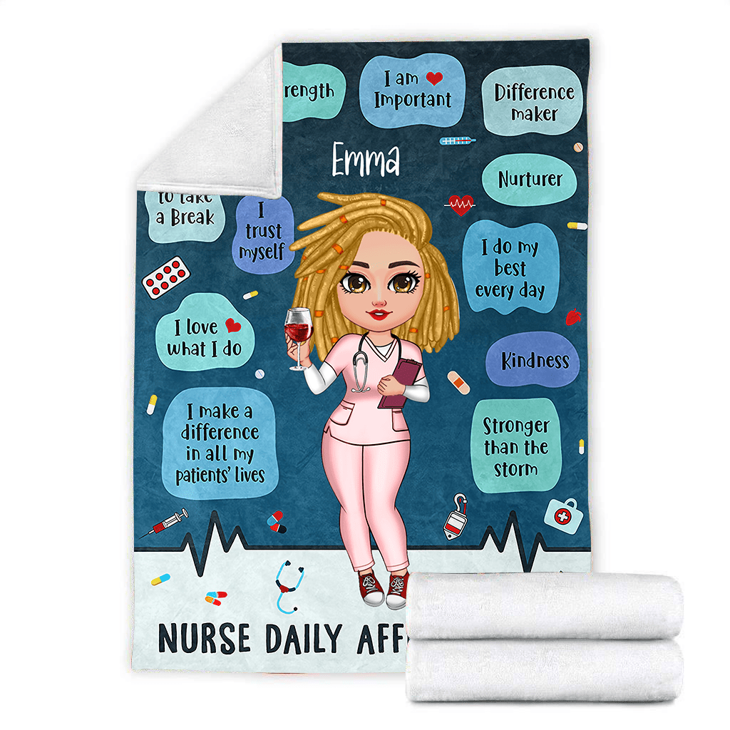 Nurse Daily Affirmation - Gift For Nurse - Personalized Fleece Blanket NVL27NOV23KL2 Fleece Blanket HumanCustom - Unique Personalized Gifts Made Just for You 