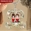 Flower Infinity Heart Doll Couple Sitting, You & Me We Got This, Anniversary Gift For Him For Her Personalized Keychain NVL28FEB23NY1 Acrylic Keychain Humancustom - Unique Personalized Gifts 6.5x6.5 cm