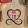 Infinity Heart Doll Couple Holding Hands, From Our First Kiss Till Our Last Breath, Anniversary Gift For Him For Her Personalized Keychain NVL28FEB23NY2 Acrylic Keychain Humancustom - Unique Personalized Gifts 6.5x6.5 cm