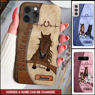 Love Horses Colorful Leather Pattern Personalized Phone Case NVL28JUN23NY2