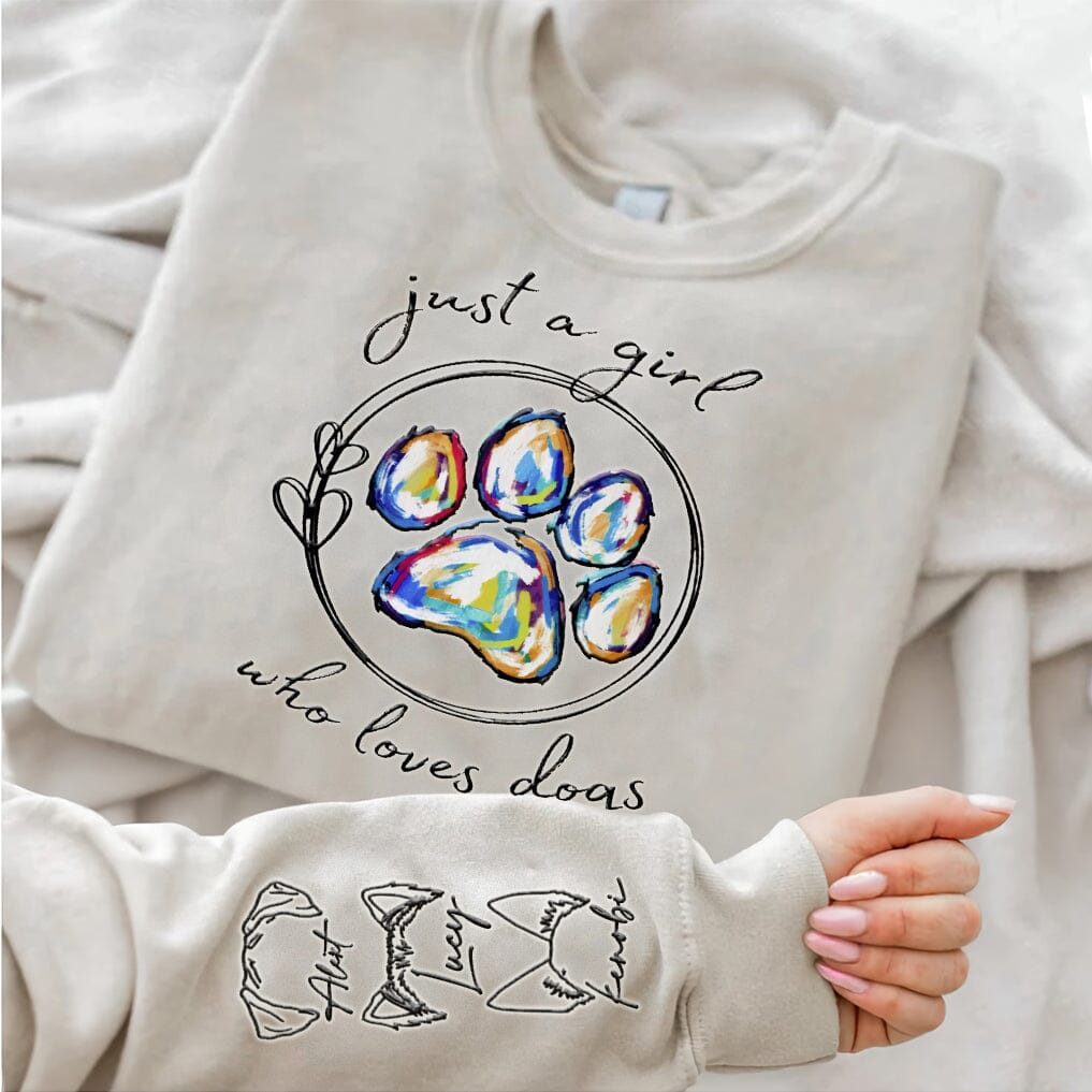 Just A Girl Who Loves Dogs - Personalized Sweatshirt NVL28NOV23TT1 2d sweatshirt HumanCustom - Unique Personalized Gifts Made Just for You Sweatshirt White S