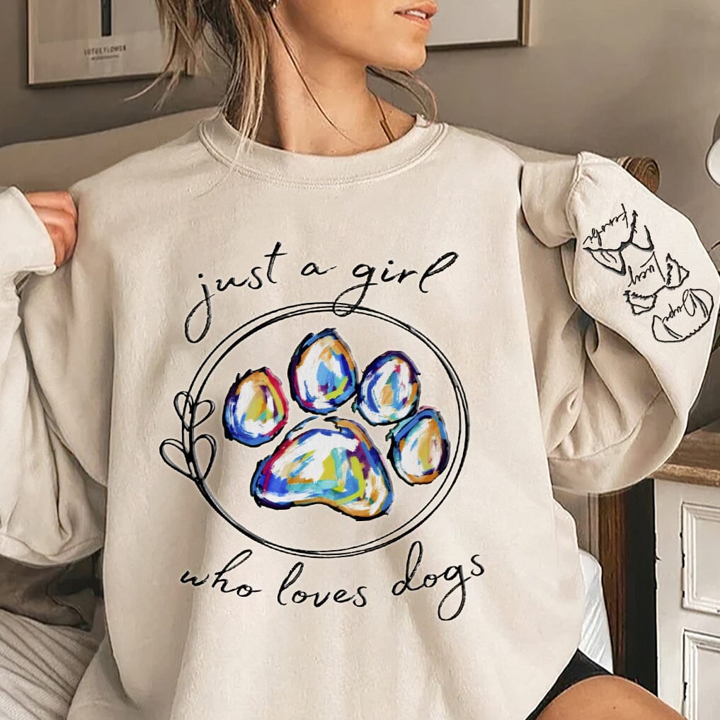 Just A Girl Who Loves Dogs - Personalized Sweatshirt NVL28NOV23TT1 2d sweatshirt HumanCustom - Unique Personalized Gifts Made Just for You 