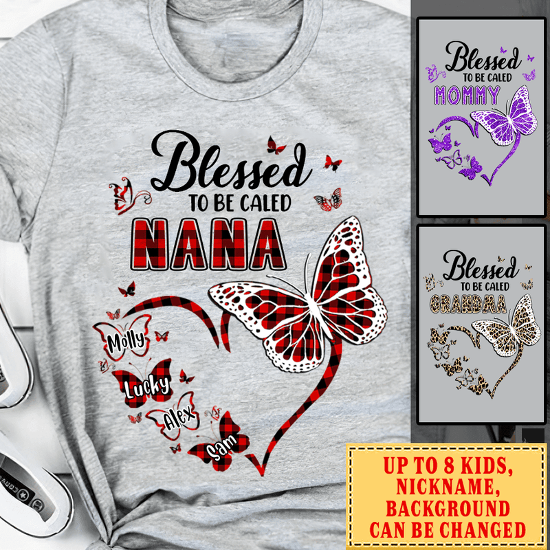 Discover Personalized Blessed To Be Called Grandma Butterfly Custom T-Shirt