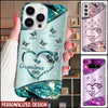 Sparkling Grandma- Mom Heart Butterfly Kids Personalized Glass Phone Case NVL29JUL22NY2 Glass Phone Case Humancustom - Unique Personalized Gifts
