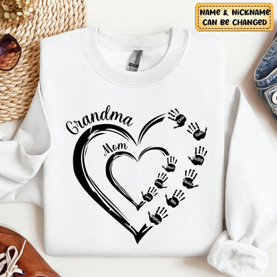 Grandma Mom Heart Handprint Kids Personalized Sweatshirt NVL29NOV23KL1