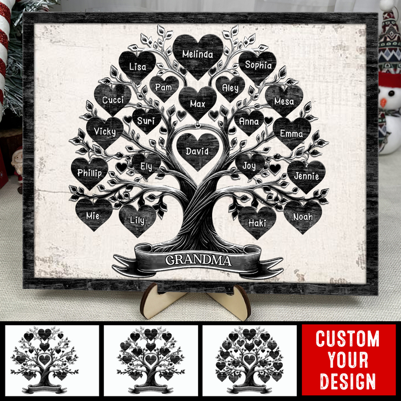 Discover Grandma With Grandkids Tree Name - Gift For Parents Grandparents, Gifts For Families, Gifts From Children Grandchildren Personalized Wood Plaque