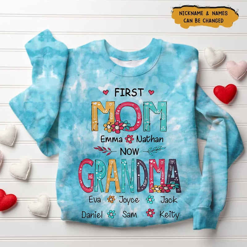 Discover Water Color Flower First Mom Now Nana Personalized 3D Sweater - Gift For Mom Mother's Day Gift