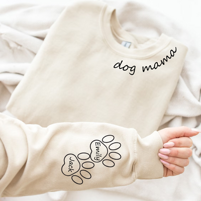 Puppy Pet Dog Mama Pawprint Personalized Sweatshirt NVL30JAN24KL2