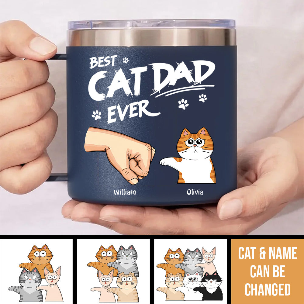 Best Cat Dad Personalized 14oz Stainless Steel Tumbler - Funny Father's Day Gift For Cat Dad NVL30MAY24NY3