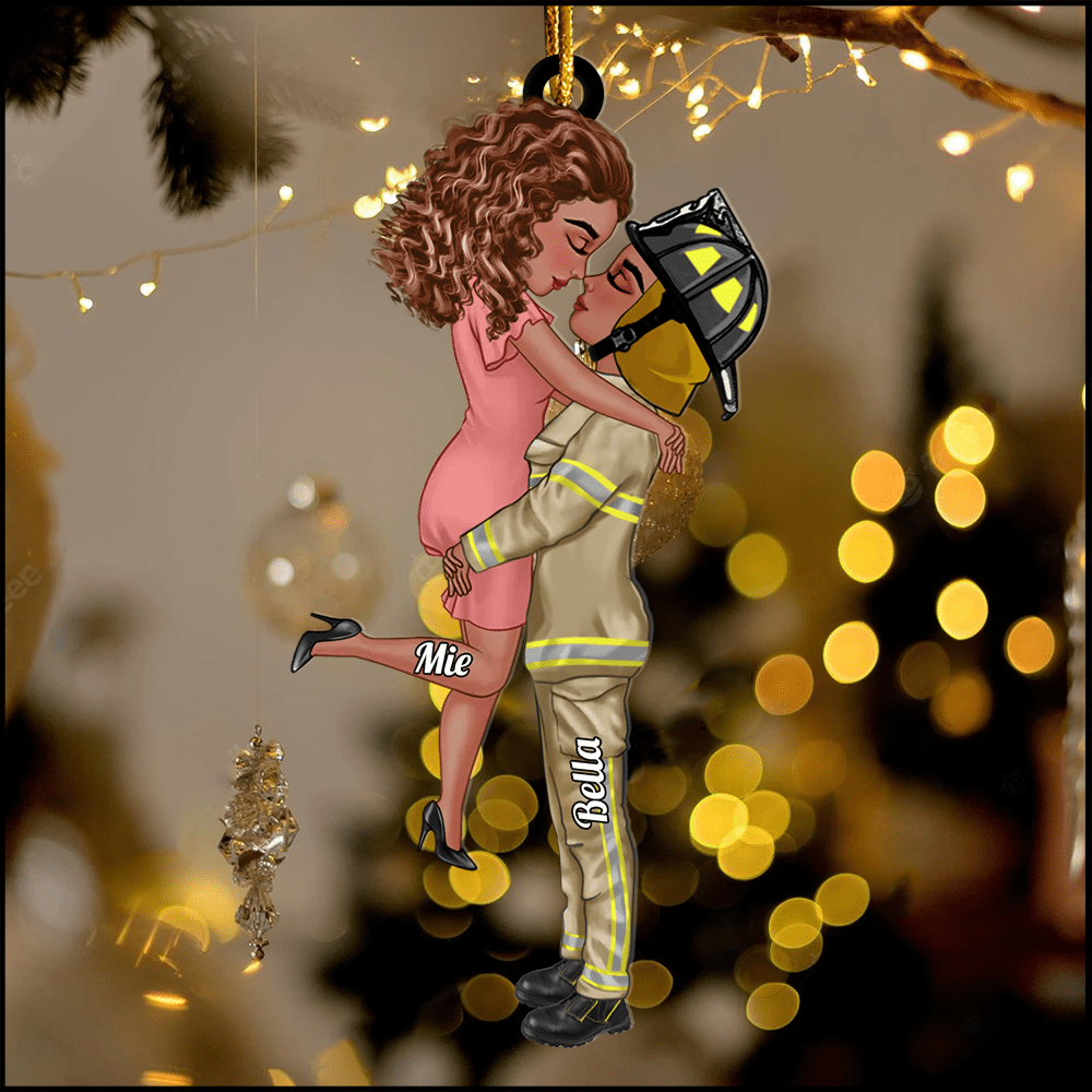 Acrylic Ornament, Couple Portrait Firefighter, Gifts by Occupation Personalized NVL30OCT23KL1 Acrylic Ornament HumanCustom - Unique Personalized Gifts Made Just for You 