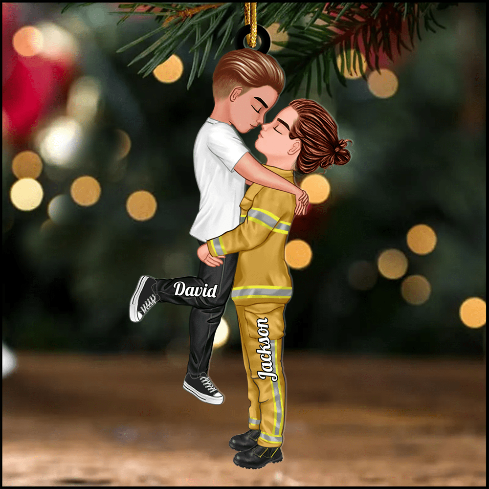 Acrylic Ornament, Couple Portrait Firefighter, Gifts by Occupation Personalized NVL30OCT23KL1 Acrylic Ornament HumanCustom - Unique Personalized Gifts Made Just for You 