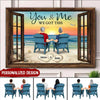Back View Couple Sitting Beach Landscape You & Me We Got This Personalized Canvas NVL31AUG22CT2