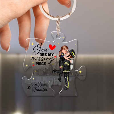 Kissing Couple Gift By Occupations You're My Missing Piece Personalized Keychain NVL31AUG23KL1