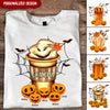 Halloween Spooky Grandma Mom Latte Pumpkin Kids Personalized Shirt NVL31AUG23NY5