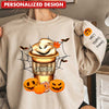 Halloween Spooky Grandma Mom Latte Pumpkin Personalized Sweatshirt NVL31AUG23NY6