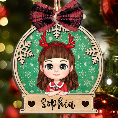 Personalized Cute Christmas Doll Kids Snowball Ornament NVL31AUG23TT3