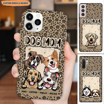 Half Leopard Dog Mom Loves Dogs Pawprints Personalized Phone case NVL31MAR23VA1 Silicone Phone Case Humancustom - Unique Personalized Gifts Iphone iPhone 14