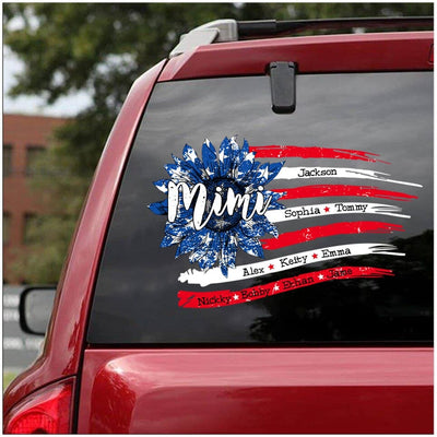 4th of July American Flag Sunflower Mimi Mom Kids Personalized Decal NVL31MAY23VA4