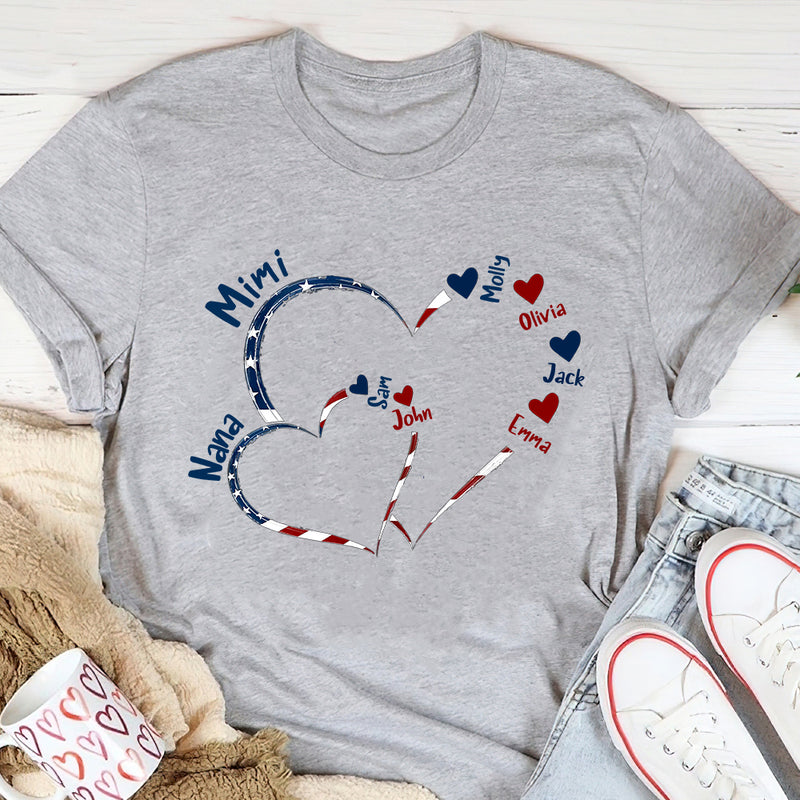 Discover 4th Of July Mom Grandma Heart Grandkids Personalized Shirt
