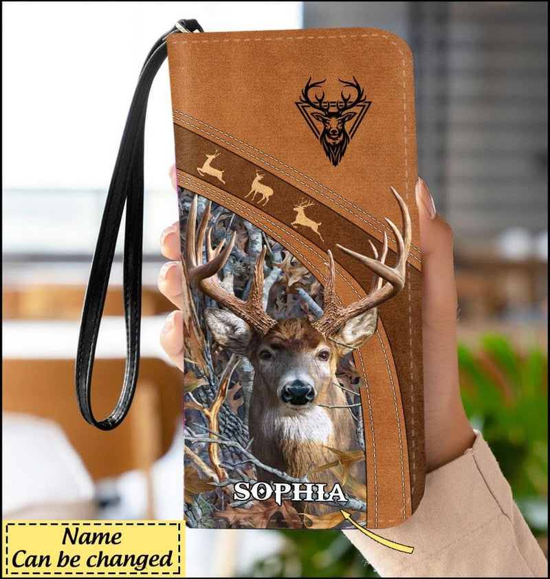 Discover Deer Hunting Leather parttern Personalized Clutch Purse