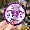 Grandma Violet Butterflies Personalized Gift For Nana Mom Ceramic Ornament HLD24OCT22CT1 Circle Ceramic Ornament Humancustom - Unique Personalized Gifts Pack 1
