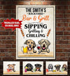 Personalized Backyard Bar & Grill Dogs Sipping Grilling & Chilling Canvas Canvas Dreamship 16x24in - Best Seller