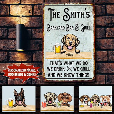 Personalized Custom Dogs Funny Bar And Grill Printed Metal Sign Pht-29Tp024 Metal Sign Human Custom Store