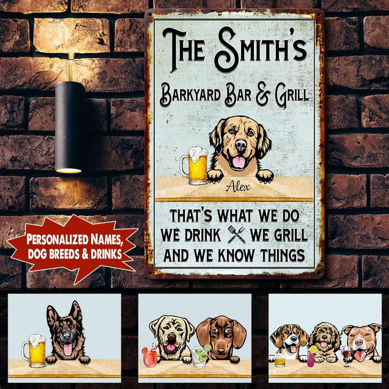 Personalized Custom Dogs Funny Bar And Grill Printed Metal Sign